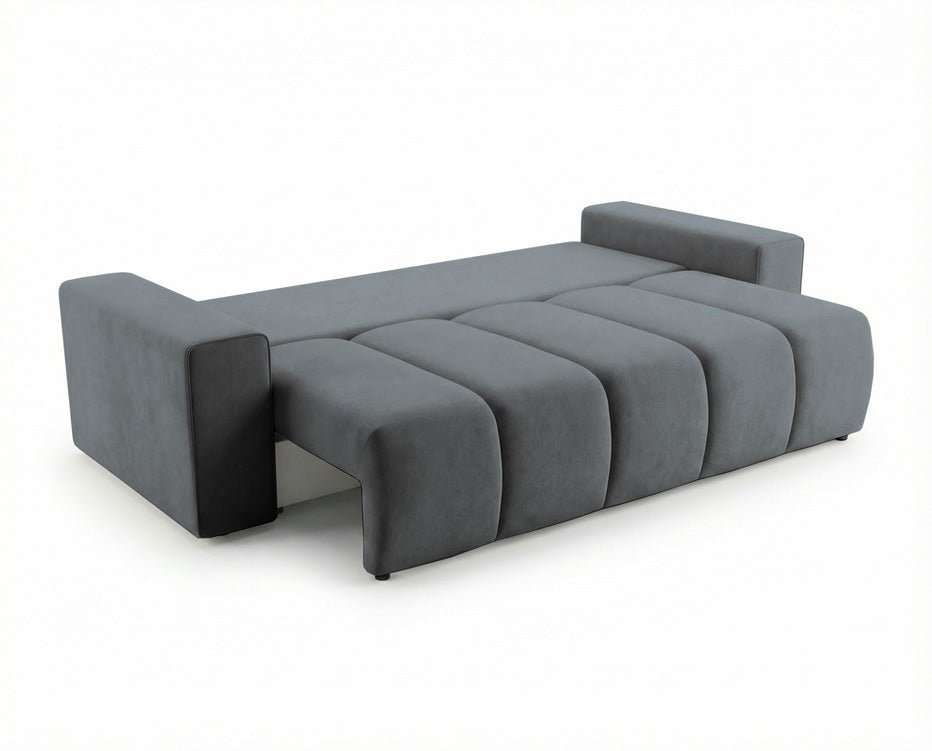 Canapé design 3 places Vena avec coffre de rangement et fonction couchage en Velours