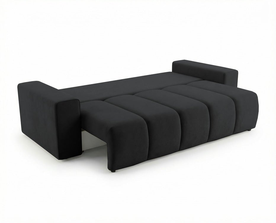 Canapé design 3 places Vena avec coffre de rangement et fonction couchage en Velours
