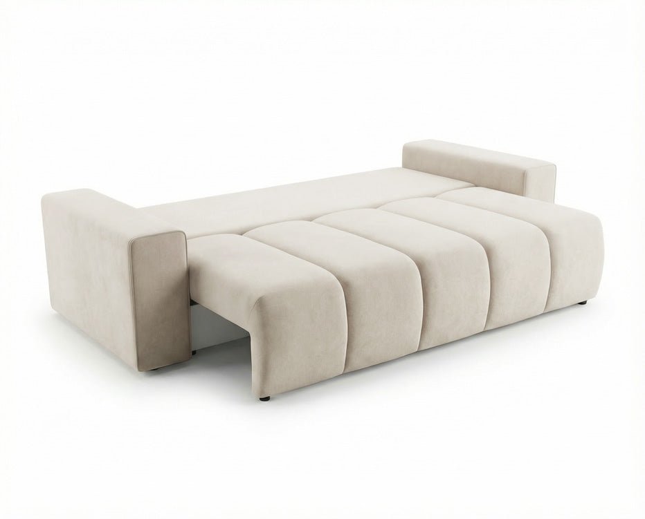 Canapé design 3 places Vena avec coffre de rangement et fonction couchage en Velours