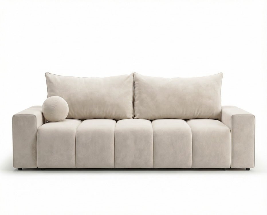 Canapé design 3 places Vena avec coffre de rangement et fonction couchage en Velours
