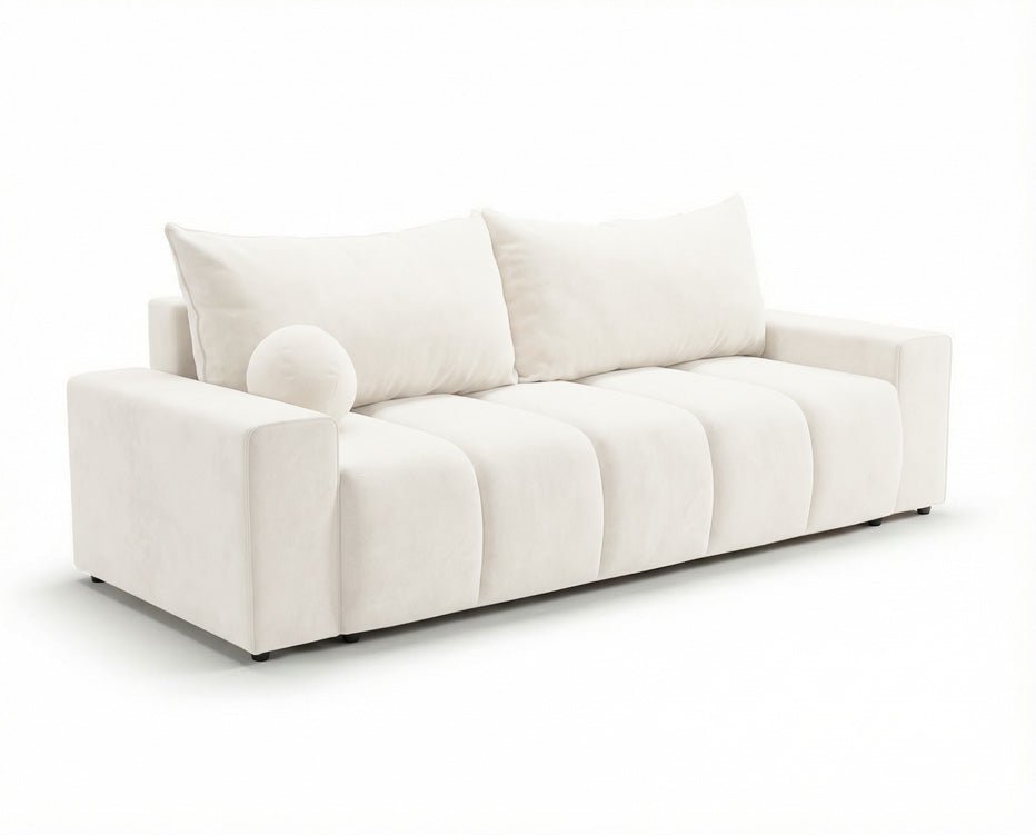 Canapé design 3 places Vena avec coffre de rangement et fonction couchage en Velours