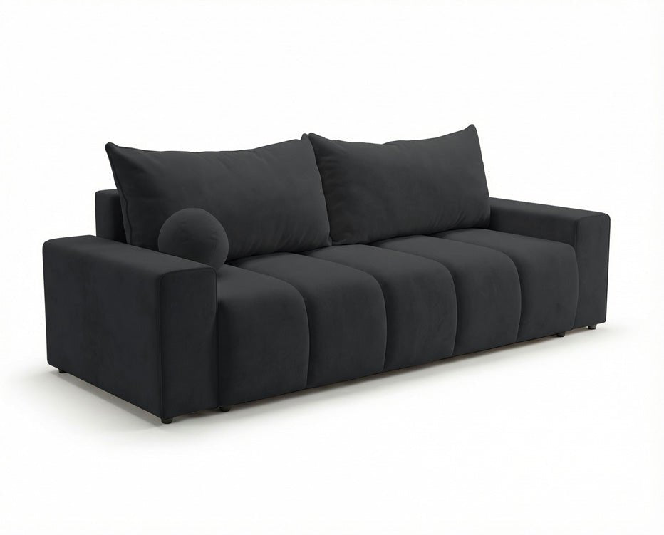 Canapé design 3 places Vena avec coffre de rangement et fonction couchage en Velours