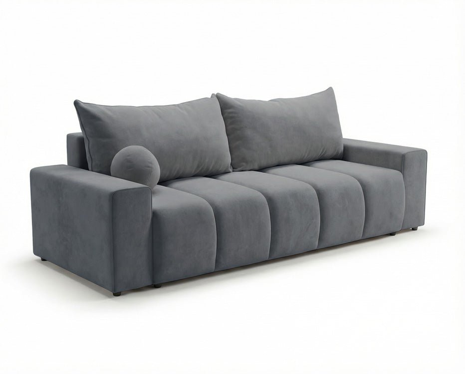 Canapé design 3 places Vena avec coffre de rangement et fonction couchage en Velours