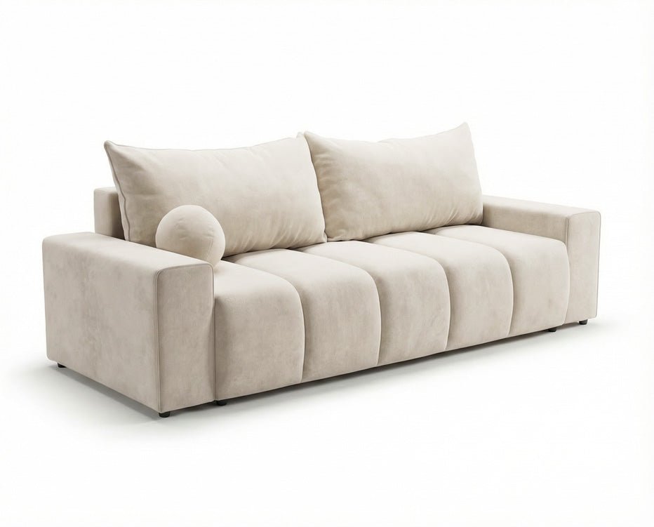 Canapé design 3 places Vena avec coffre de rangement et fonction couchage en Velours