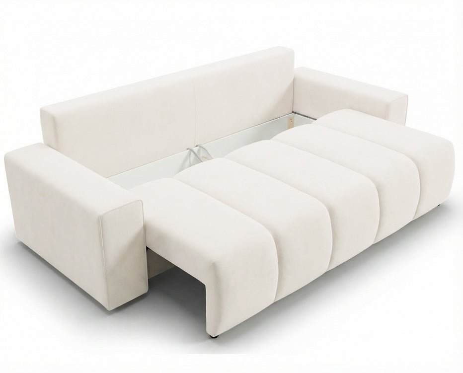 Canapé design 3 places Vena avec coffre de rangement et fonction couchage en Velours