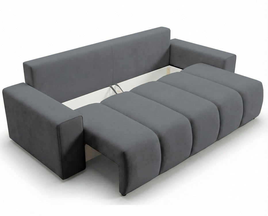 Canapé design 3 places Vena avec coffre de rangement et fonction couchage en Velours
