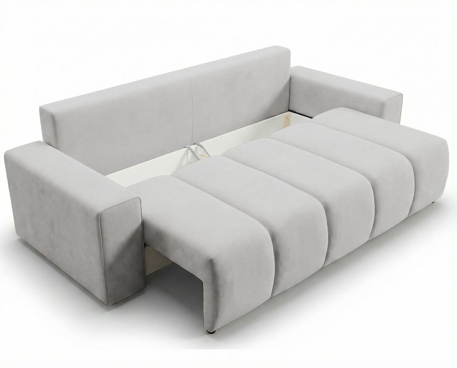 Canapé design 3 places Vena avec coffre de rangement et fonction couchage en Velours