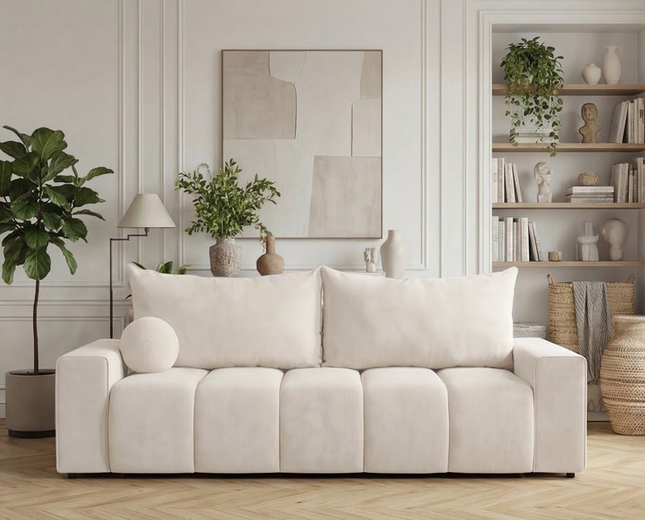 Canapé design 3 places Vena avec coffre de rangement et fonction couchage en Velours