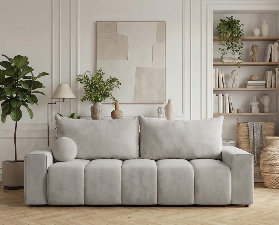 Canapé design 3 places Vena avec coffre de rangement et fonction couchage en Velours