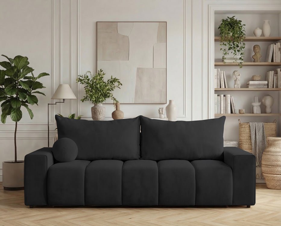 Canapé design 3 places Vena avec coffre de rangement et fonction couchage en Velours