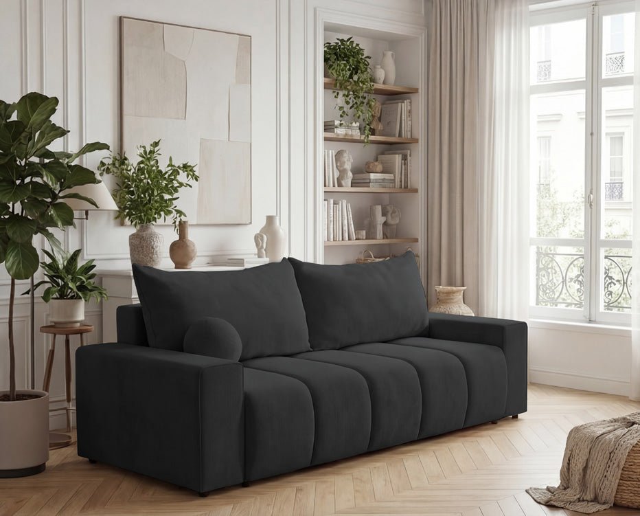 Canapé design 3 places Vena avec coffre de rangement et fonction couchage en Velours