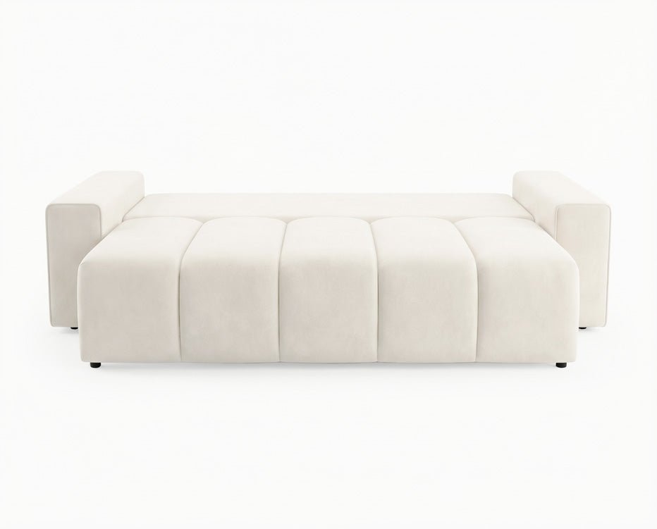 Canapé design 3 places Vena avec coffre de rangement et fonction couchage en Velours