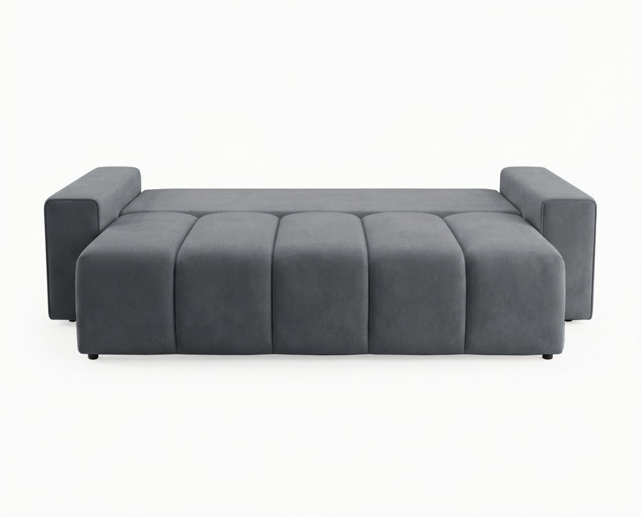 Canapé design 3 places Vena avec coffre de rangement et fonction couchage en Velours