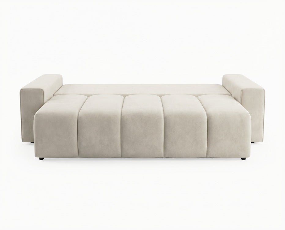 Canapé design 3 places Vena avec coffre de rangement et fonction couchage en Velours