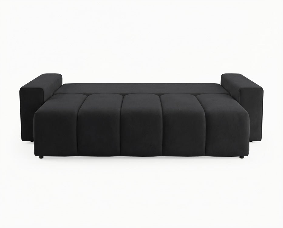 Canapé design 3 places Vena avec coffre de rangement et fonction couchage en Velours