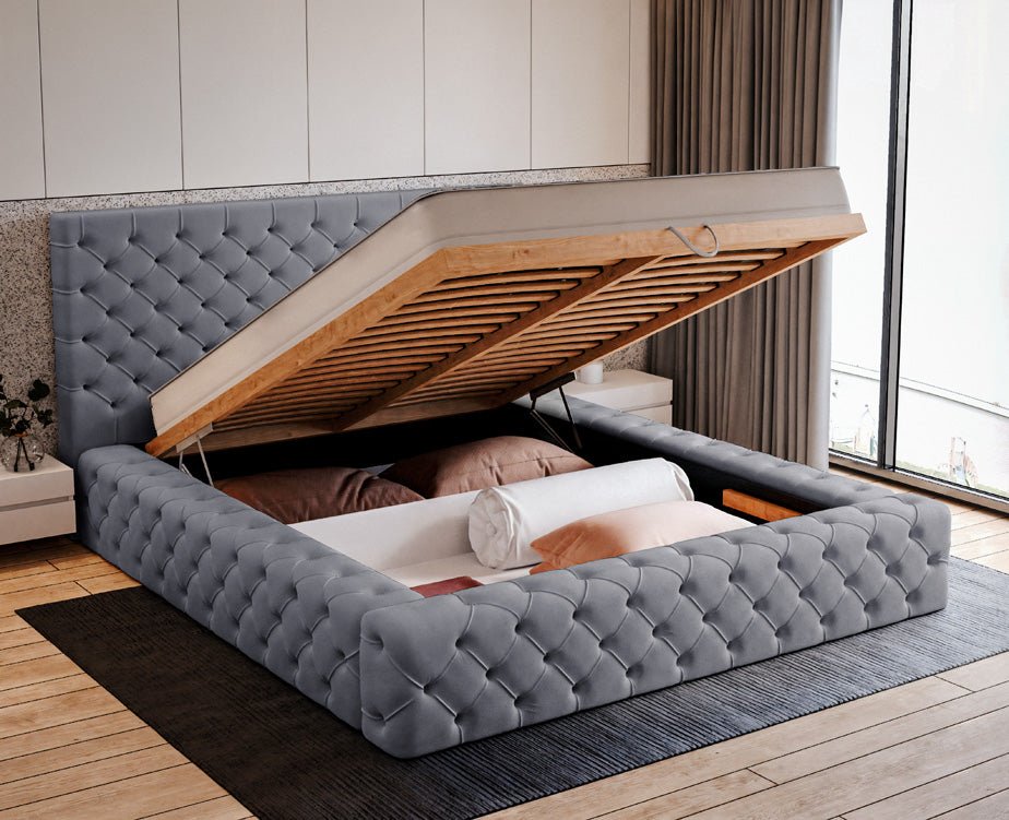 Designer Upholstered Bed Lana Velvet with Storage