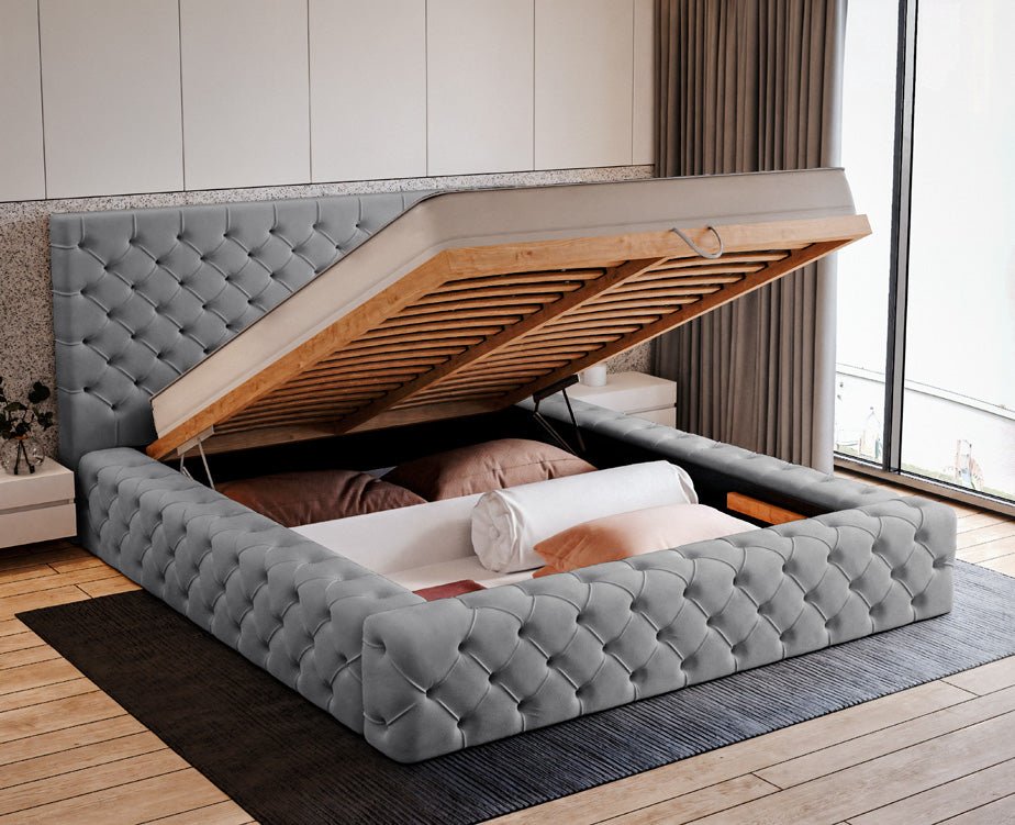 Designer Upholstered Bed Lana Velvet with Storage
