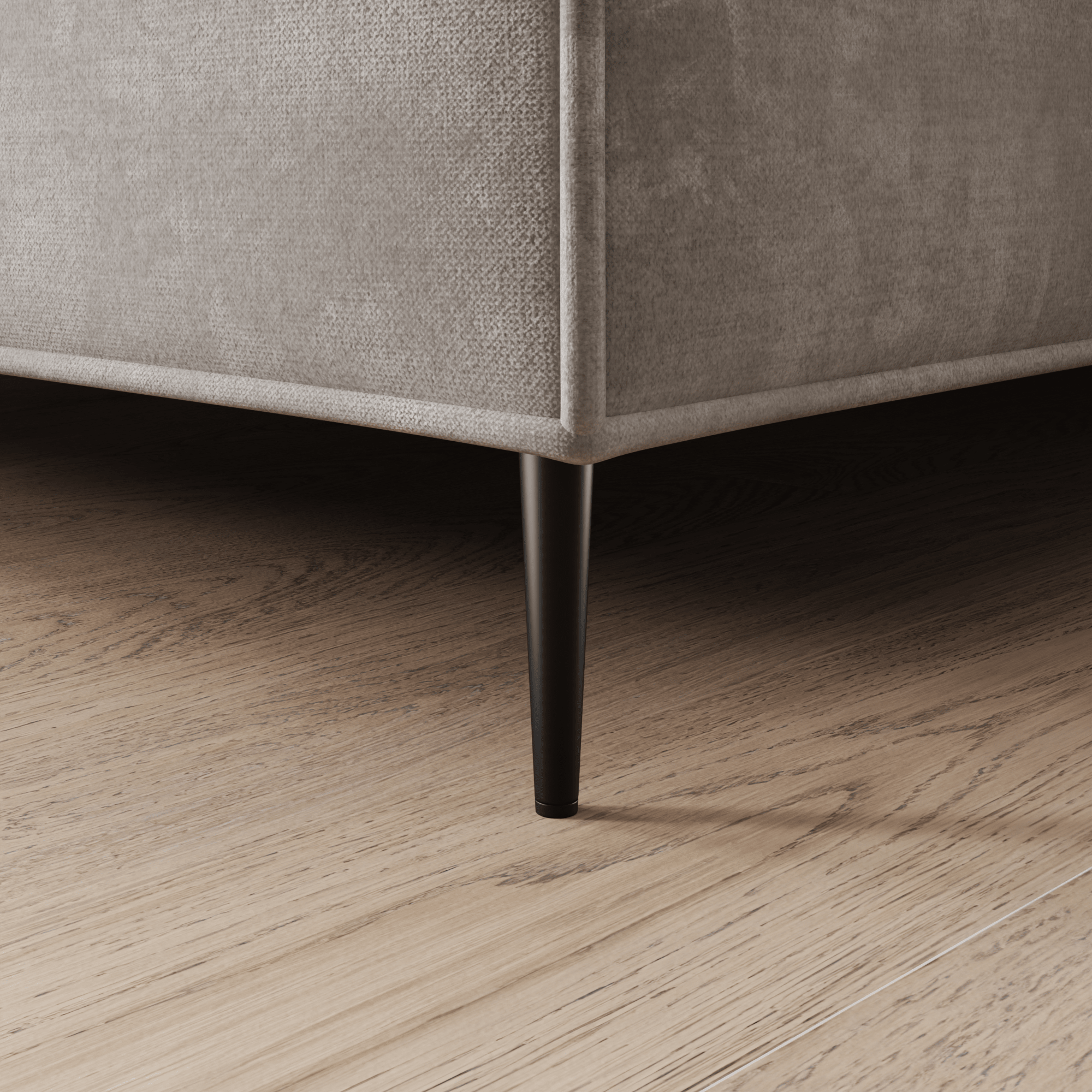 Lit rembourré sur mesure : pieds