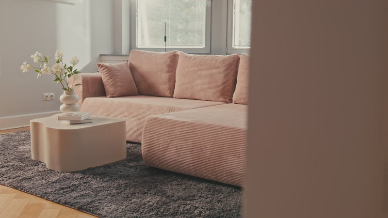 Designer Ecksofa Hanna mit Schlaffunktion und Stauraum