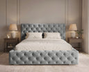Designer Polsterbett Ria in Samt mit Stauraum – Grau