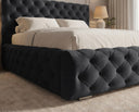 Designer Polsterbett Ria in Samt mit Stauraum – Schwarz