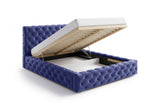 Designer Polsterbett Ria in Samt mit Stauraum – Blau