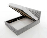 Designer Polsterbett Rivo in Samt mit Stauraum – Grau