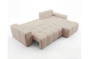 Designer Ecksofa Arvo in Bouclé mit Schlaffunktion & Stauraum – Beige – Rechts