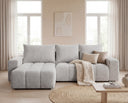 Designer Ecksofa Arvo in Bouclé mit Schlaffunktion & Stauraum – Sand – Links