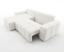Designer Ecksofa Arvo in Bouclé mit Schlaffunktion & Stauraum – Weiß – Links