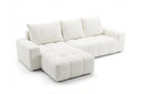 Designer Ecksofa Arvo in Bouclé mit Schlaffunktion & Stauraum – Weiß – Links