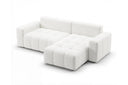 Designer Ecksofa Arvo in Bouclé mit Schlaffunktion & Stauraum – Weiß – Rechts