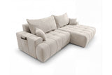 Designer Ecksofa Pino in Samt mit Schlaffunktion & Stauraum – Beige – Rechts