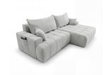 Designer Ecksofa Pino in Samt mit Schlaffunktion & Stauraum – Hellgrau – Rechts