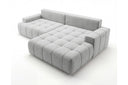 Designer Ecksofa Pino in Samt mit Schlaffunktion & Stauraum – Hellgrau – Rechts
