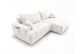 Designer Ecksofa Pino in Samt mit Schlaffunktion & Stauraum – Weiß – Rechts