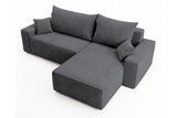 Designer Ecksofa Rino in Cord mit Schlaffunktion & Stauraum – Grau – Links