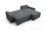 Designer Ecksofa Rino in Cord mit Schlaffunktion & Stauraum – Grau – Links