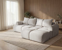 Designer Ecksofa Corso in Samt mit Schlaffunktion & Stauraum – Hellgrau – Rechts