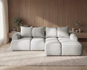Designer Ecksofa Corso in Samt mit Schlaffunktion & Stauraum – Hellgrau – Rechts