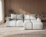 Designer Ecksofa Corso in Samt mit Schlaffunktion & Stauraum – Hellgrau – Rechts