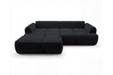 Designer Ecksofa Corso in Samt mit Schlaffunktion & Stauraum – Schwarz – Links