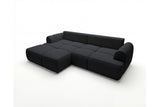 Designer Ecksofa Corso in Samt mit Schlaffunktion & Stauraum – Schwarz – Links