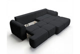 Designer Ecksofa Corso in Samt mit Schlaffunktion & Stauraum – Schwarz – Rechts