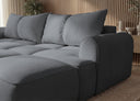 Designer Ecksofa Corso in Samt mit Schlaffunktion & Stauraum – Grau – Rechts
