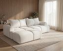 Designer Ecksofa Corso in Samt mit Schlaffunktion & Stauraum – Weiß – Links
