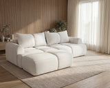 Designer Ecksofa Corso in Samt mit Schlaffunktion & Stauraum – Weiß – Links