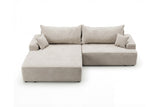 Designer Ecksofa Frido in Samt mit Schlaffunktion & Stauraum – Beige – Links