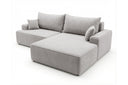 Designer Ecksofa Frido in Samt mit Schlaffunktion & Stauraum – Hellgrau – Rechts