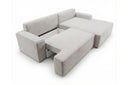 Designer Ecksofa Frido in Samt mit Schlaffunktion & Stauraum – Hellgrau – Rechts